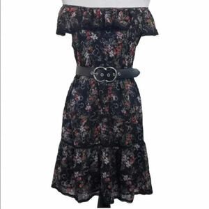 MIM M black‎ floral off the shoulder dress